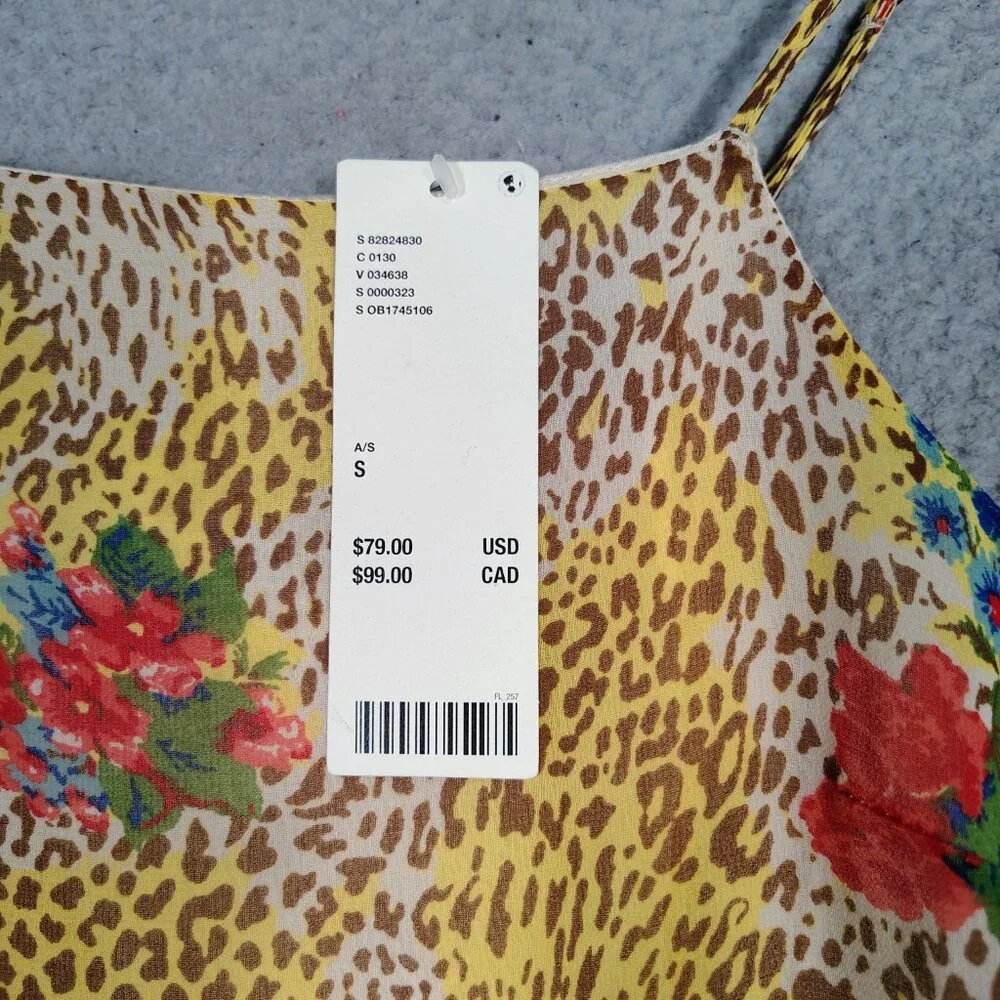 Urban Outfitters Maxi Dress Womens Small Yellow Multi Floral & Leopard Print NWT - Picture 3 of 14